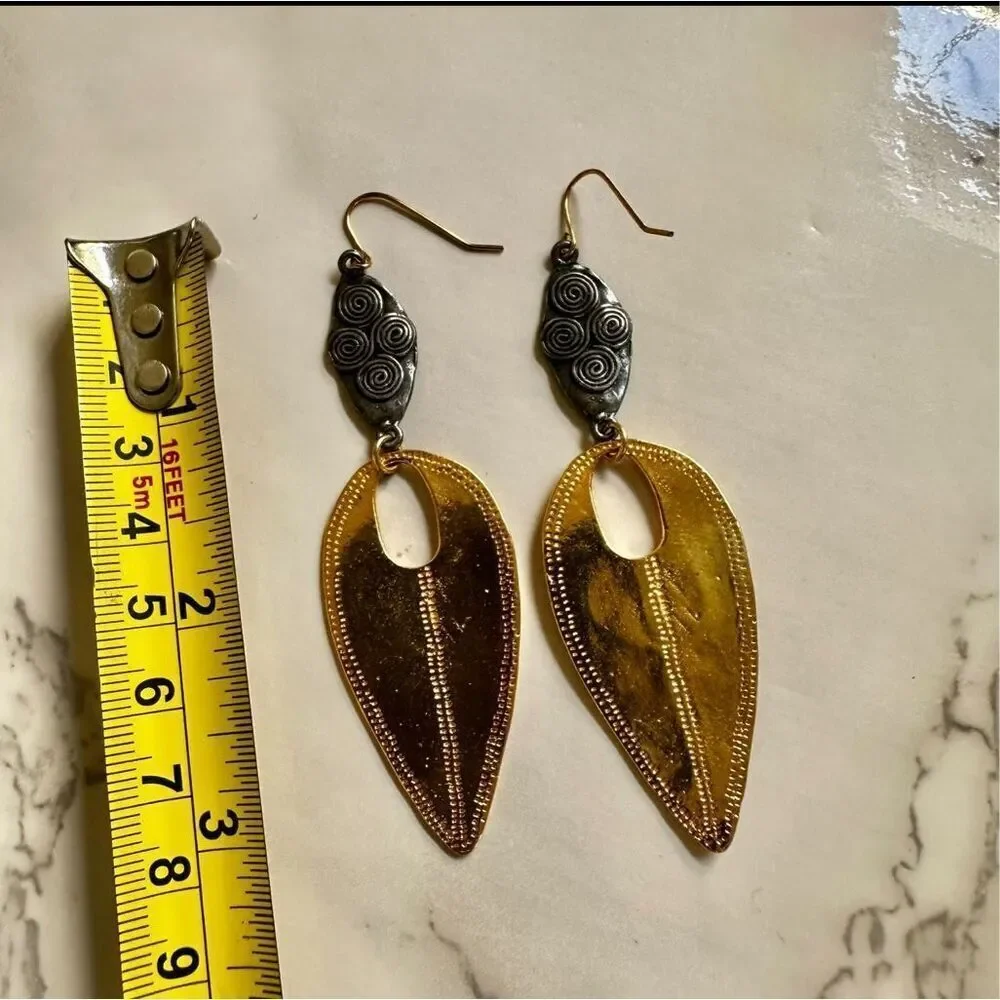 Devin Leigh 18k Gold Plated Hammered and Gun Metal Earrings